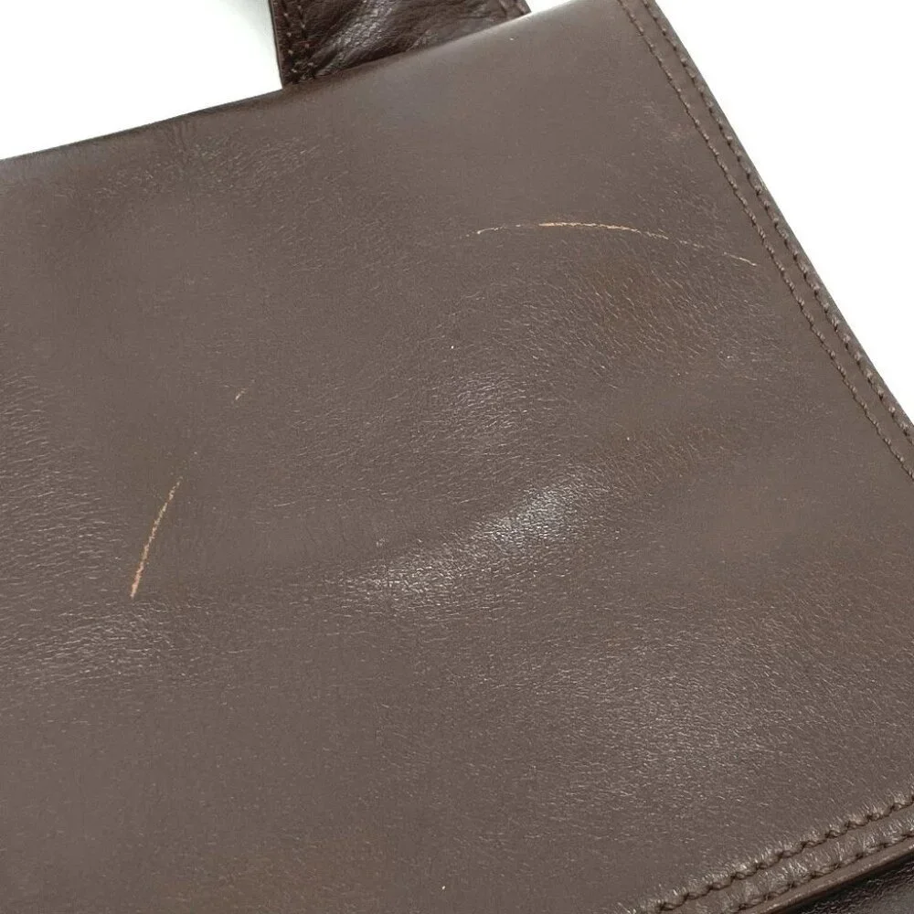 CHANEL Logo Sacosh Shoulder Bag Lambskin Leather Brown - Picture 6 of 13